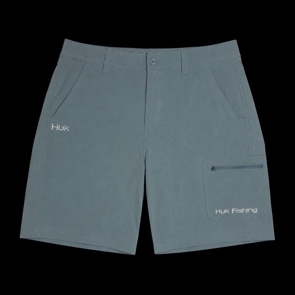 HUK Gray Fishing Shorts Mens L Outdoor Performance Cargo Hybrid Shorts